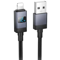 Дата кабель Hoco X118 Generic with display USB to Lightning 2.4A (1m) Black