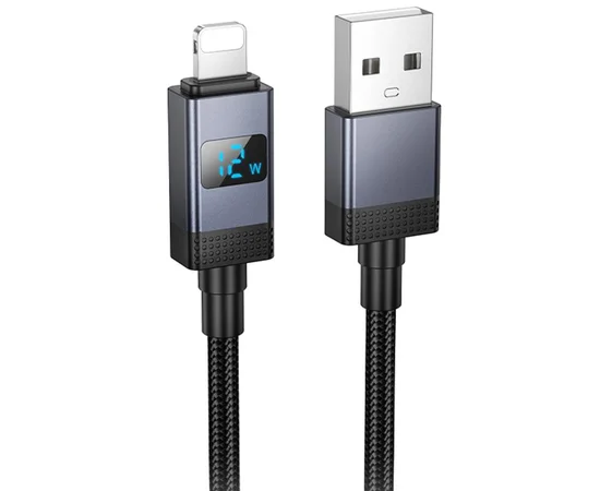 Дата кабель Hoco X118 Generous with display USB to Lightning 2.4A (1m) Black