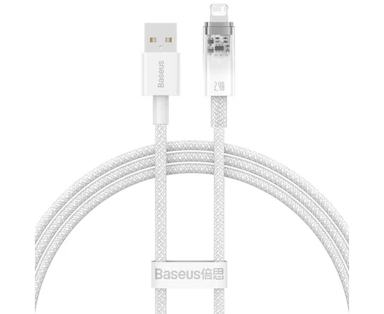 Дата кабель Baseus Explorer USB to Lightning 2.4A with Smart Temperature Control (1m) (CATS01000) White