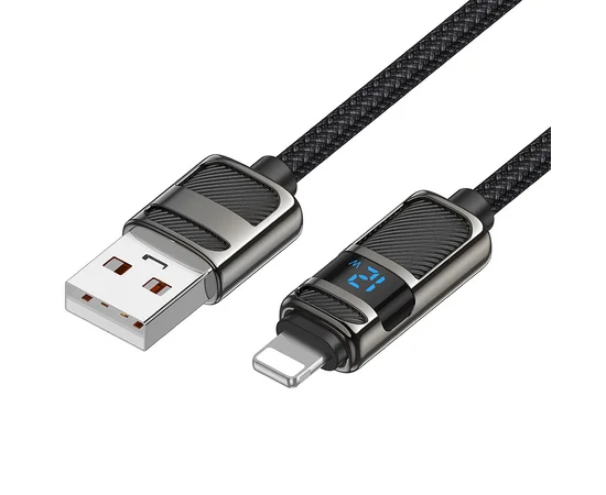 Дата кабель Hoco U137 Line with display USB to Lightning 2.4A/12W (1.2m) Black