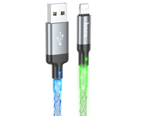 Дата кабель Hoco U112 Shine 2.4A USB to Lightning (1m) Gray
