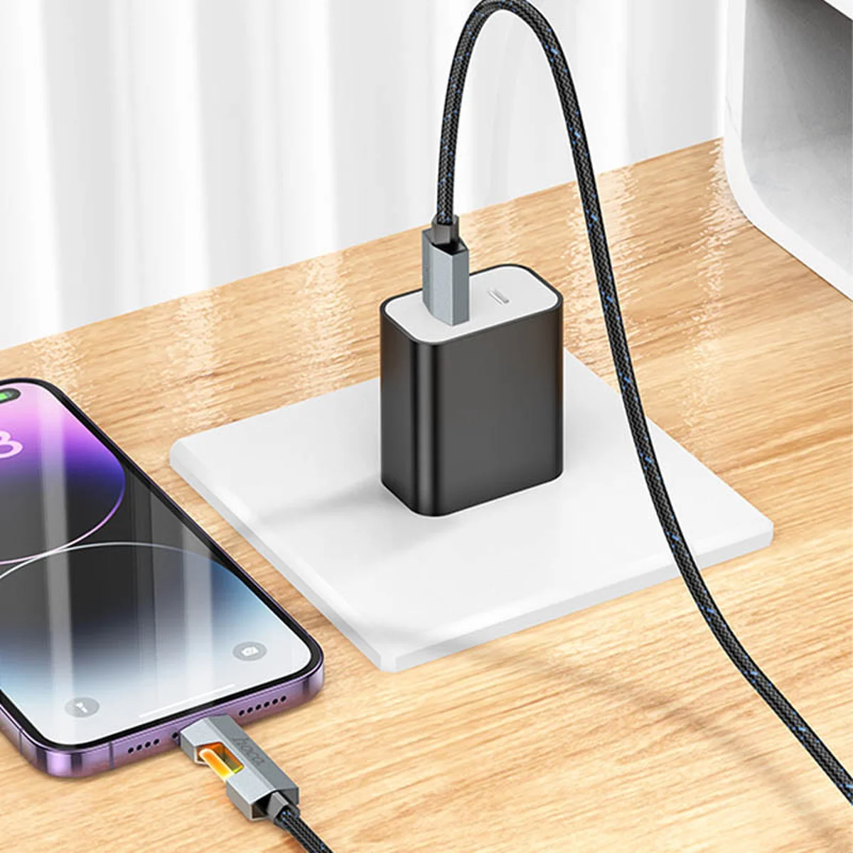 Дата кабель Hoco U123 Regent colorful 2.4A USB to Lightning (1.2m) Black