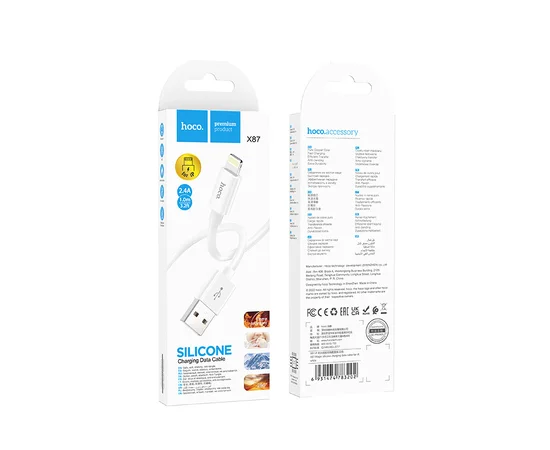 Дата кабель Hoco X87 Magic silicone USB to Lightning (1m) White