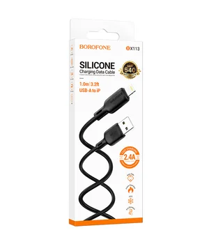 Дата кабель Borofone BX113 Lenny USB to Lightning 2.4A (1m) Black
