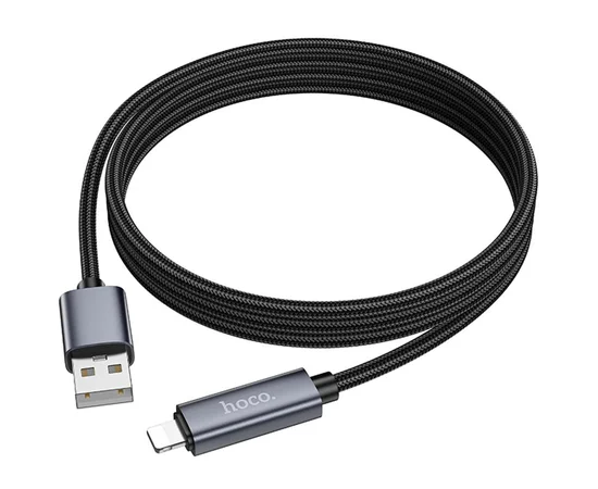 Дата кабель Hoco X112 Favor with display USB to Lightning 2.4A (1m) Black