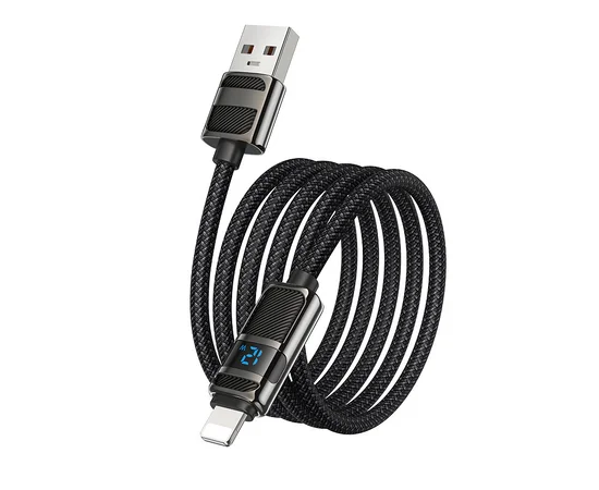 Дата кабель Hoco U137 Line with display USB to Lightning 2.4A/12W (1.2m) Black