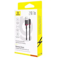 Дата кабель Baseus Dura Series Fast Charging USB to Lightning 2.4A (1m) (CB000122) Red / Black