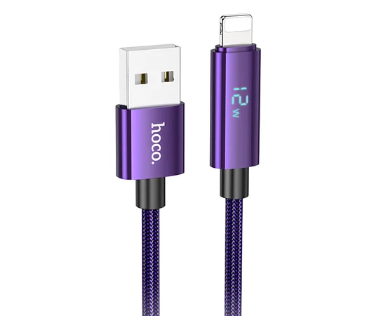 Дата кабель Hoco U125 Benefit 2.4A USB to Lightning (1.2m) Purple
