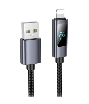 Дата кабель Hoco X112 Favor with display USB to Lightning 2.4A (1m) Black