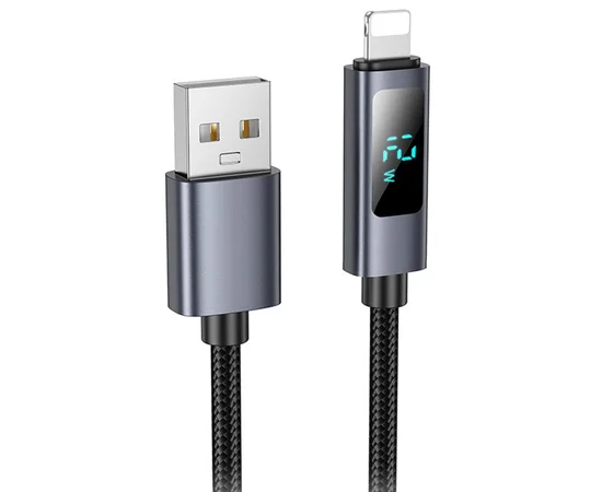 Дата кабель Hoco X112 Favor with display USB to Lightning 2.4A (1m) Black
