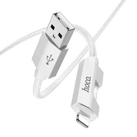 Дата кабель Hoco U123 Regent colorful 2.4A USB to Lightning (1.2m) Gray