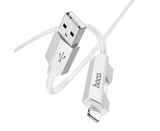 Дата кабель Hoco U123 Regent colorful 2.4A USB to Lightning (1.2m) Gray