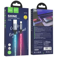 Дата кабель Hoco U112 Shine 2.4A USB to Lightning (1m) Gray