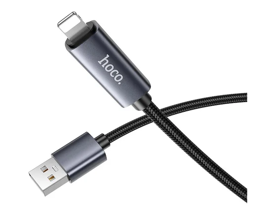 Дата кабель Hoco X112 Favor with display USB to Lightning 2.4A (1m) Black