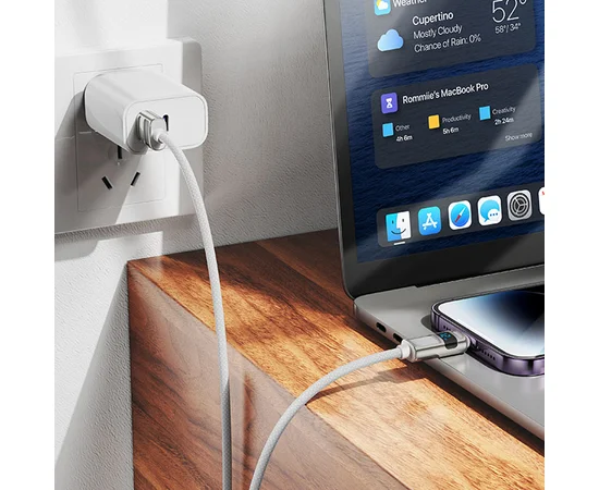 Дата кабель Hoco U137 Line with display USB to Lightning 2.4A/12W (1.2m) White