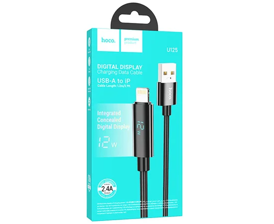 Дата кабель Hoco U125 Benefit 2.4A USB to Lightning (1.2m) Black