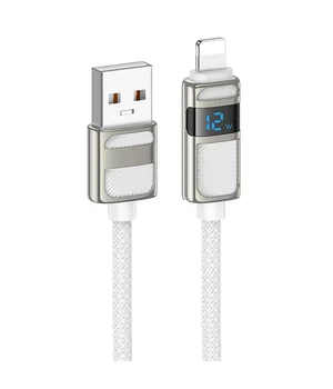 Дата кабель Hoco U137 Line with display USB to Lightning 2.4A/12W (1.2m) White