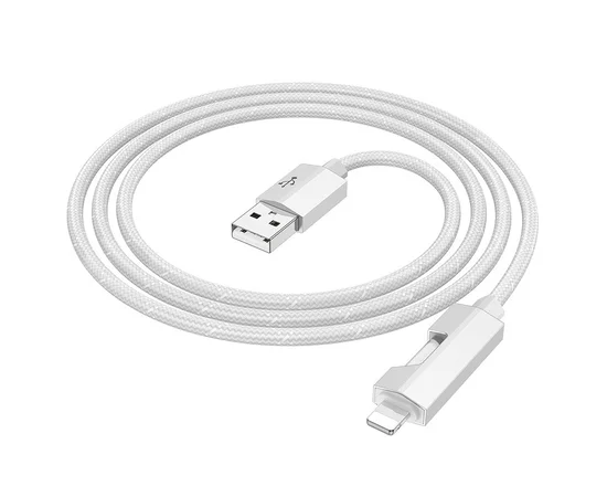 Дата кабель Hoco U123 Regent colorful 2.4A USB to Lightning (1.2m) Gray