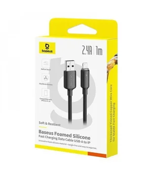 Дата кабель Baseus Foamed Silicone USB to Lightning 2.4A (1m) (E04269) Cosmic Black
