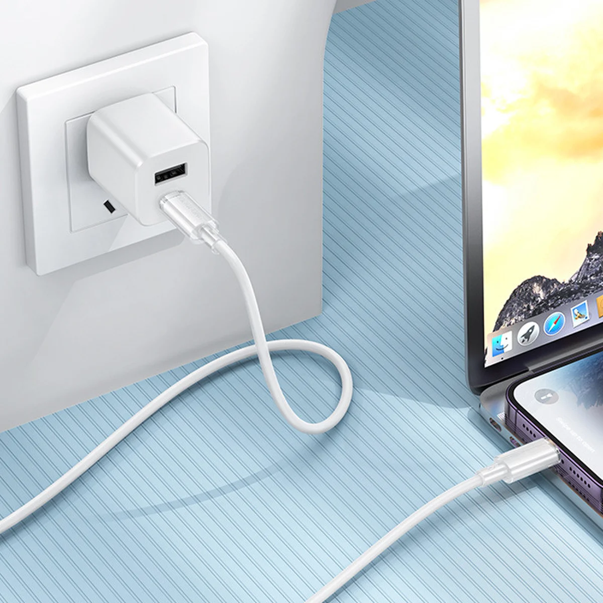 Дата кабель Borofone BX112 Lemon USB to Lightning 2.4A (1m) White