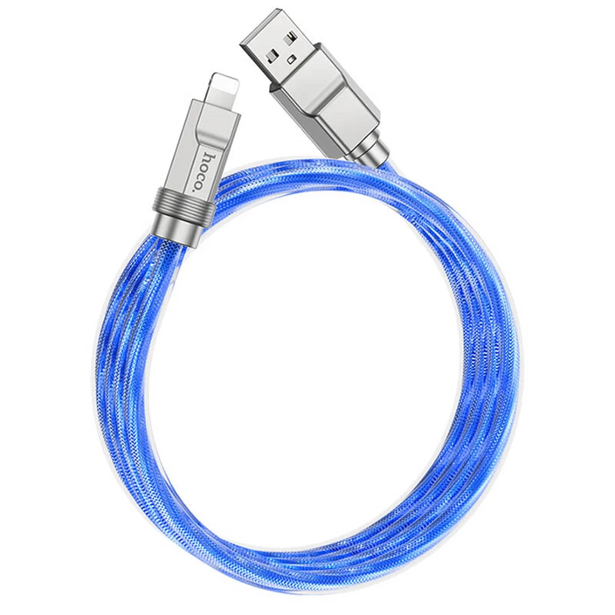 Дата кабель Hoco U113 Solid 2.4A USB to Lightning (1m) Blue