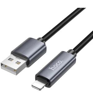 Дата кабель Hoco X112 Favor with display USB to Lightning 2.4A (1m) Black