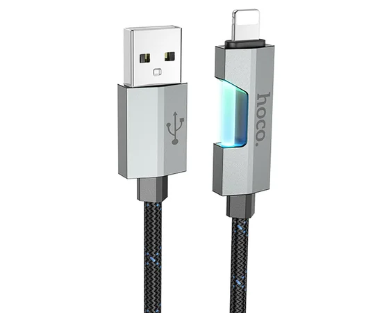 Дата кабель Hoco U123 Regent colorful 2.4A USB to Lightning (1.2m) Black