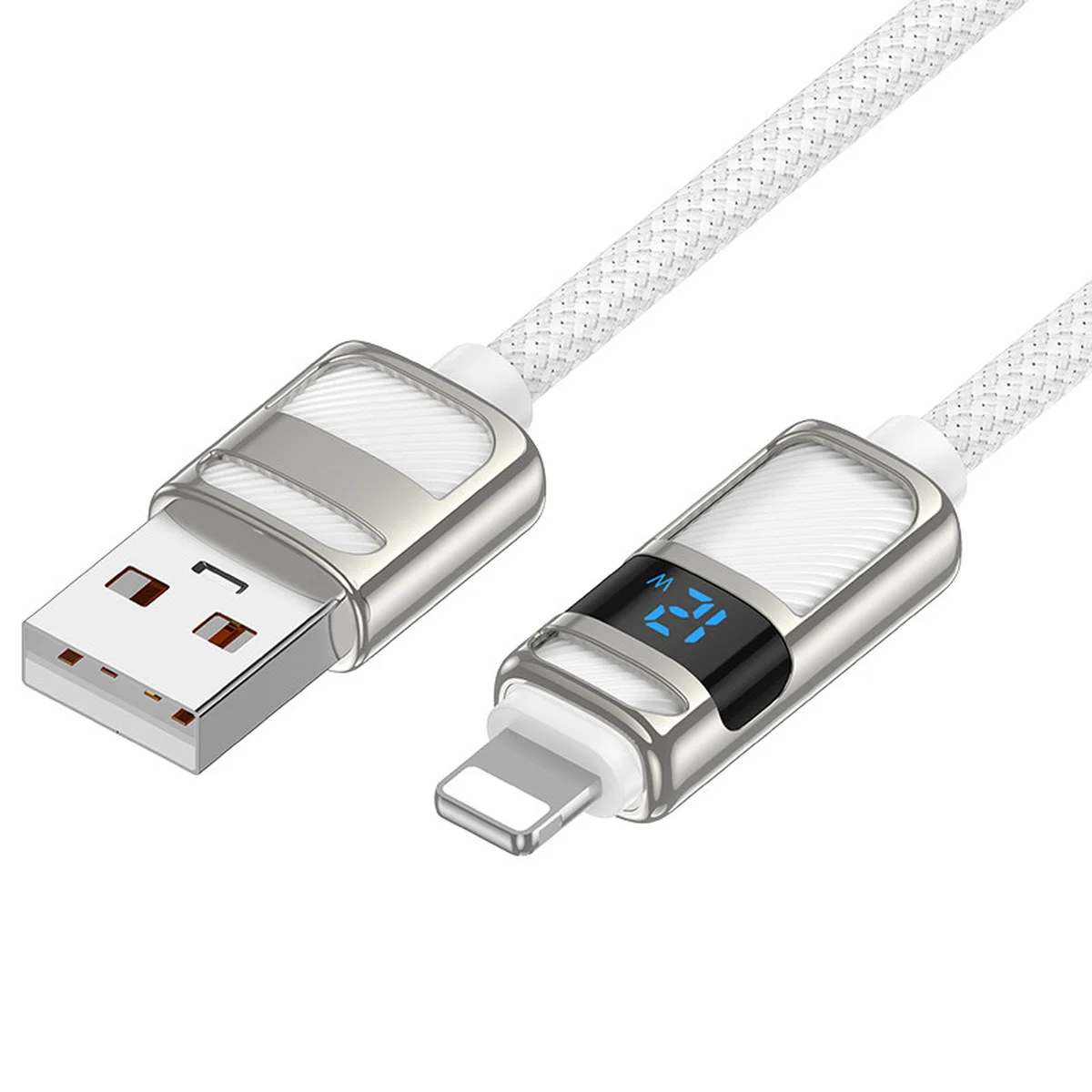 Дата кабель Hoco U137 Line with display USB to Lightning 2.4A/12W (1.2m) White