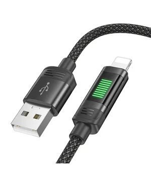 Дата кабель Hoco U126 Lantern 2.4A USB to Lightning (1.2m) Black