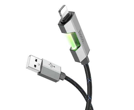 Дата кабель Hoco U123 Regent colorful 2.4A USB to Lightning (1.2m) Black