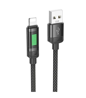 Дата кабель Hoco U126 Lantern 2.4A USB to Lightning (1.2m) Black