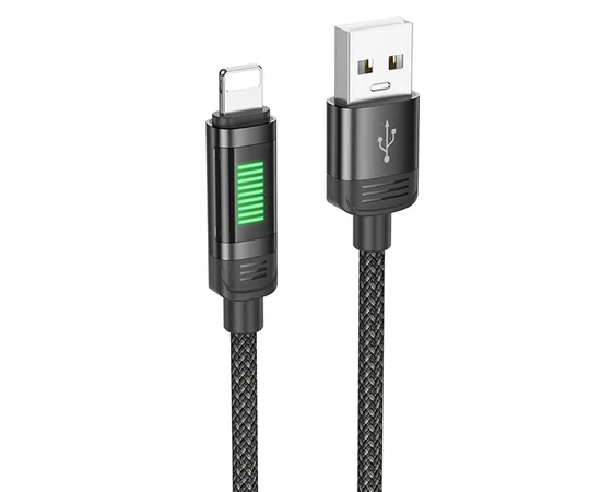 Дата кабель Hoco U126 Lantern 2.4A USB to Lightning (1.2m) Black