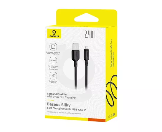 Дата кабель Baseus Silky Series OS Fast Charging USB to Lightning 2.4A (1m) (P1037770) Cluster Black