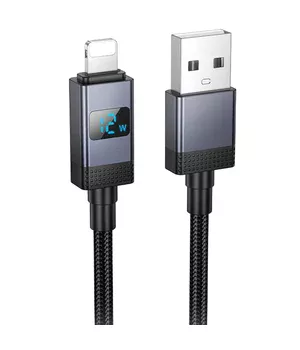 Дата кабель Hoco X118 Generous with display USB to Lightning 2.4A (1m) Black