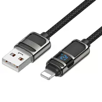 Дата кабель Hoco U137 Line with display USB to Lightning 2.4A/12W (1.2m) Black