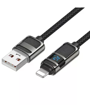 Дата кабель Hoco U137 Line with display USB to Lightning 2.4A/12W (1.2m) Black