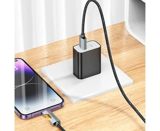 Дата кабель Hoco U123 Regent colorful 2.4A USB to Lightning (1.2m) Black