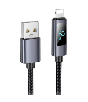 Дата кабель Hoco X112 Favor with display USB to Lightning 2.4A (1m) Black