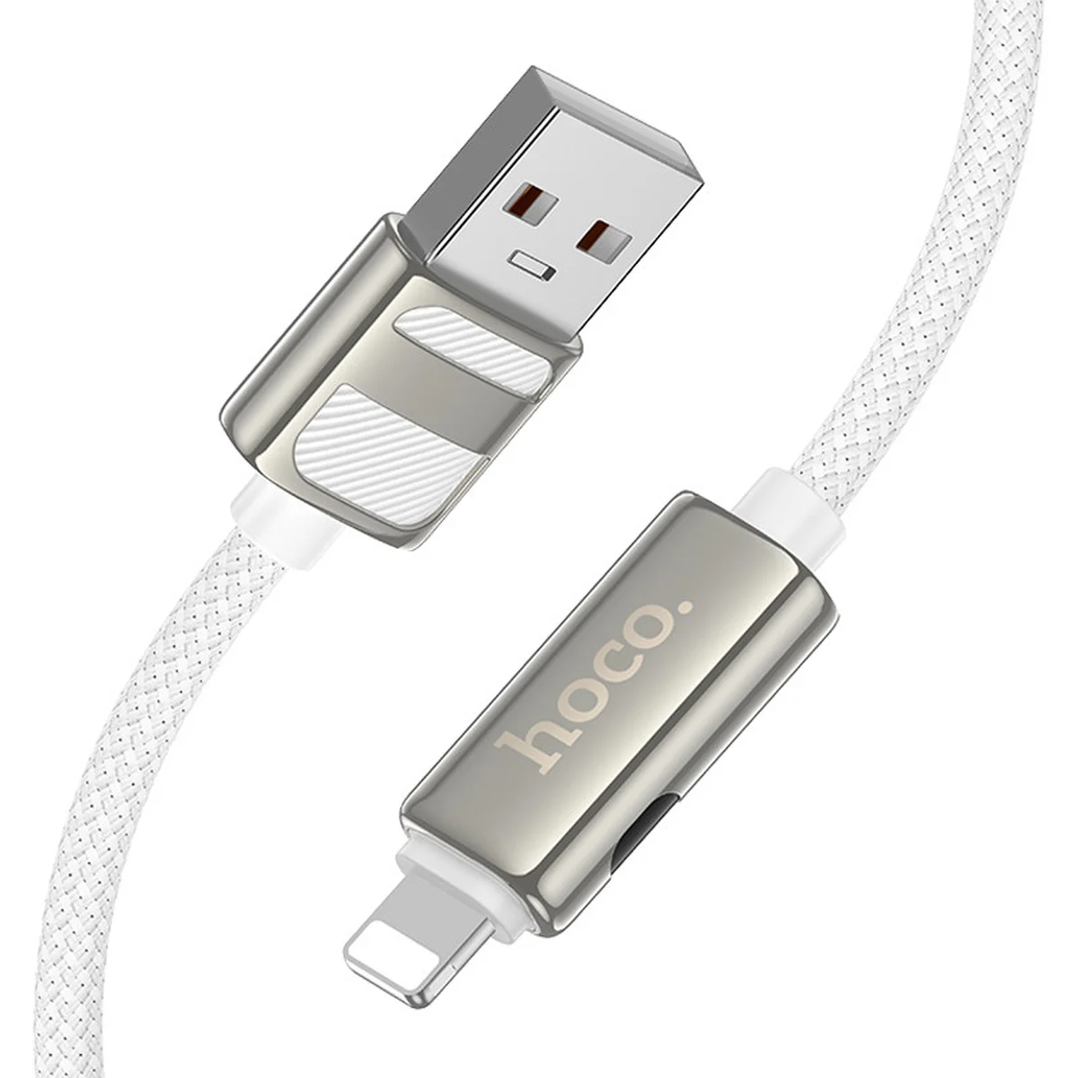 Дата кабель Hoco U137 Line with display USB to Lightning 2.4A/12W (1.2m) White