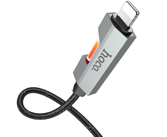 Дата кабель Hoco U123 Regent colorful 2.4A USB to Lightning (1.2m) Black