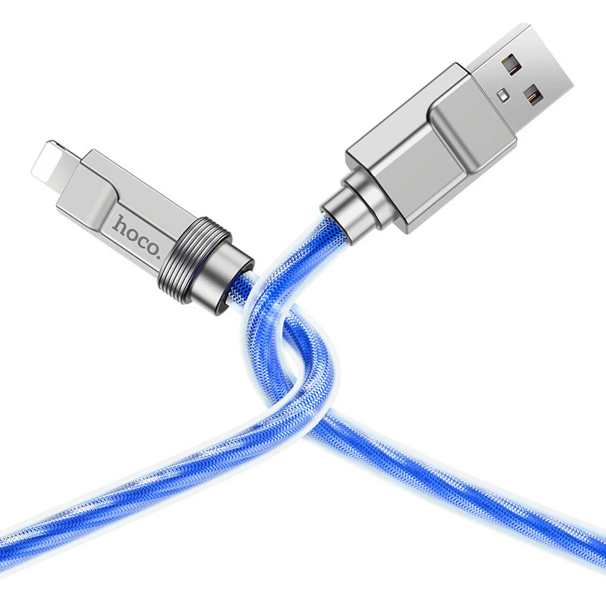 Дата кабель Hoco U113 Solid 2.4A USB to Lightning (1m) Blue
