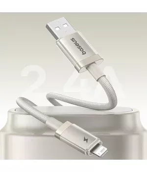 Дата кабель Baseus Titanium Alloy Fast Charging USB to Lightning 2.4A (1m) (P10378102) Galaxy Titanium Gold