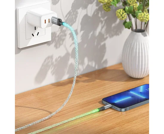 Дата кабель Hoco U112 Shine 2.4A USB to Lightning (1m) Gray