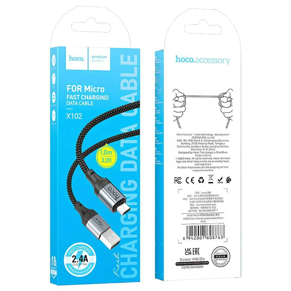 Дата кабель Hoco X102 Fresh USB to MicroUSB (1m) Black
