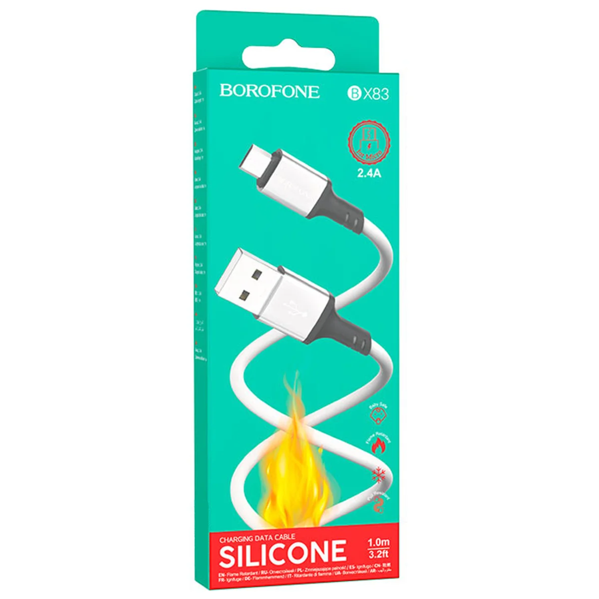 Дата кабель Borofone BX83 Famous USB to MicroUSB 2.4A (1m) White