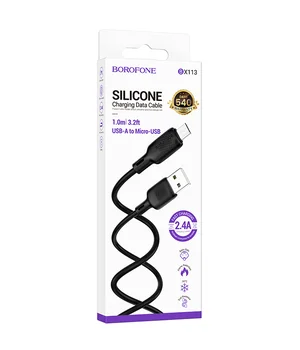 Дата кабель Borofone BX113 Lenny USB to MicroUSB 2.4A (1m) Black