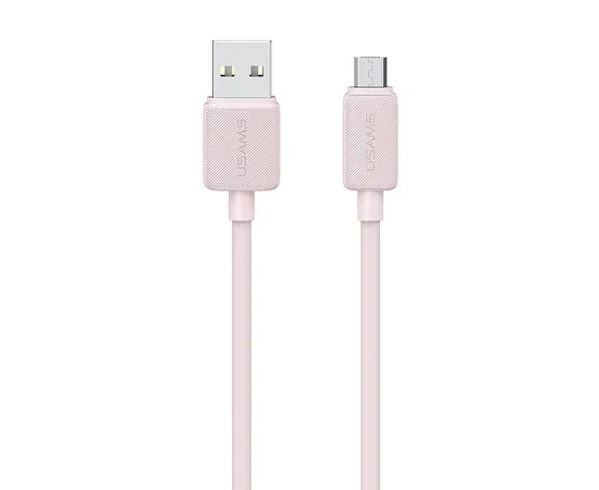 Дата кабель Usams US-SJ690 Striped KY Ser. USB to MicroUSB 2A (1m) Pink