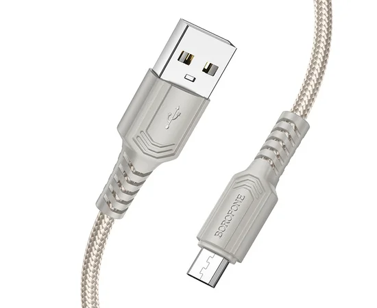 Дата кабель Borofone BX116 Certain USB to MicroUSB 2.4A (1m) Gray