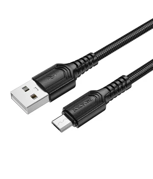 Дата кабель Borofone BX116 Certain USB to MicroUSB 2.4A (1m) Black