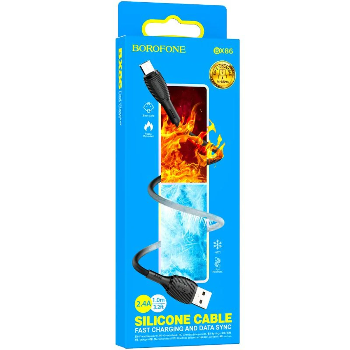 Дата кабель Borofone BX86 Advantage USB to MicroUSB 2.4A (1m) Black